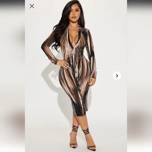 Fashion Nova Ruched Midi Dress